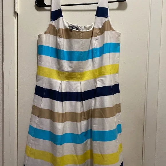 open lace back dress Multi striped pleated dress by Christina Rohde  Flying Colors